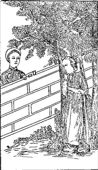 Hình ảnh từ Kim Văn Kiều Truyện tái bản 1911 - trích đoạn Kim Trọng gặp Thúy Kiều