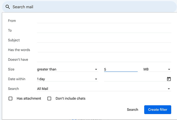 Chế độ tìm kiếm nâng cao trong Gmail